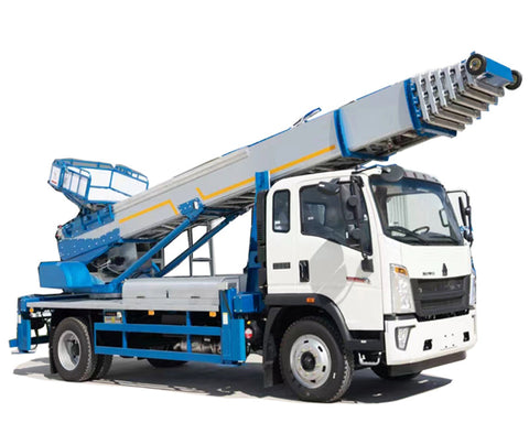 Howo 45 meters 4 x2 aerial ladder moving operation truck